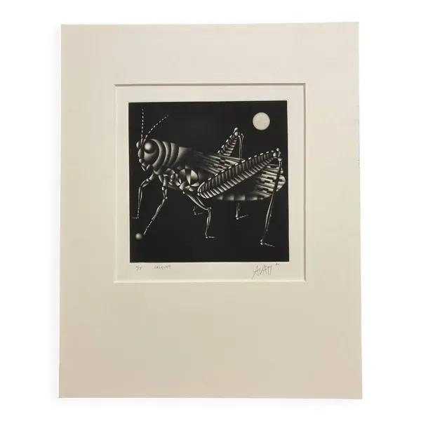 Mario avati (1921-2009), criquet, manière noire, 1970