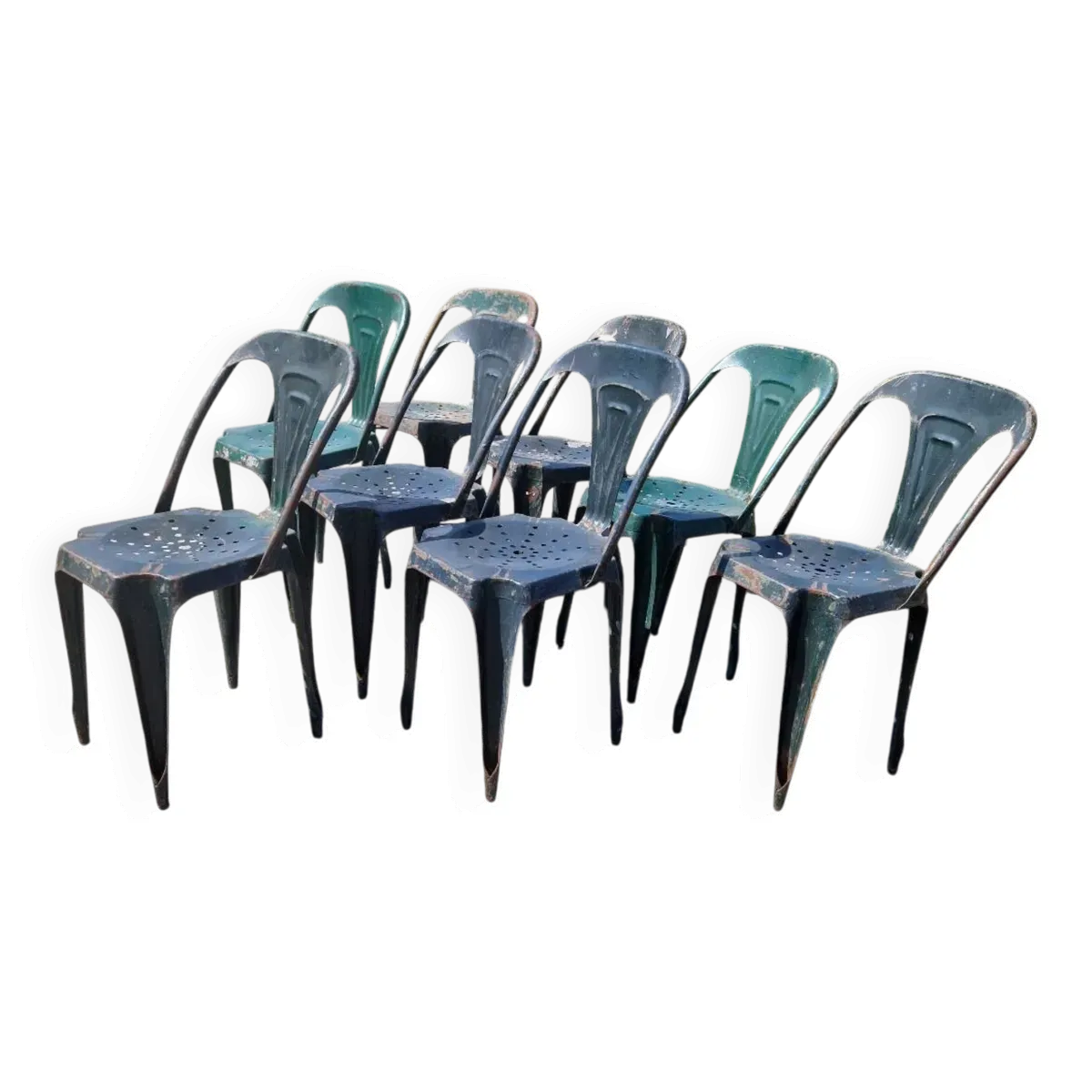 Lot de 8 chaises Multipl's années 50 par Joseph Mathieu
