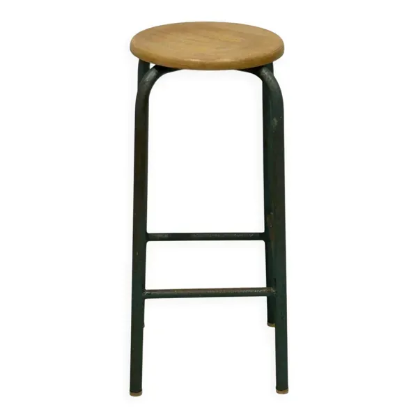 Tabouret haut industriel bois et fer