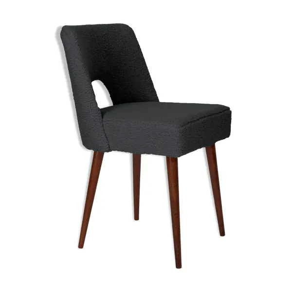Chaise 'Shell' en bouclé gris foncé, années 1960