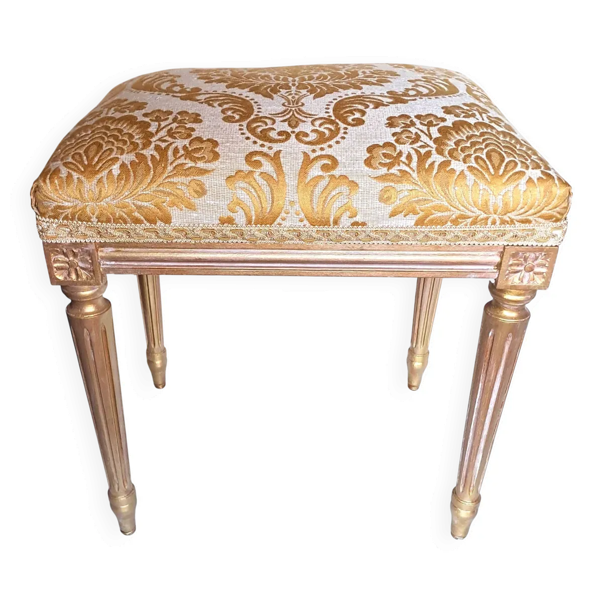 Tabouret Piano bois or empire restauration tapissière XIX