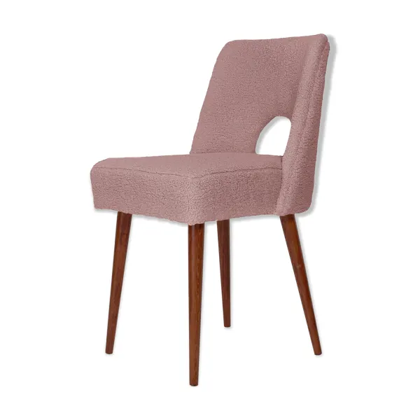 Chaise coquille en bouclé rose, années 1960