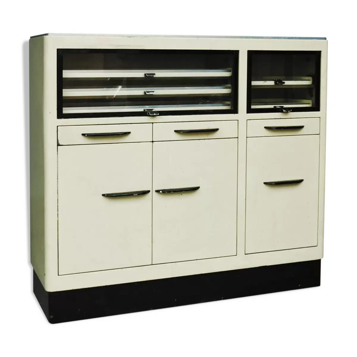 Meuble de métier en tôle peinte de dentiste 1950