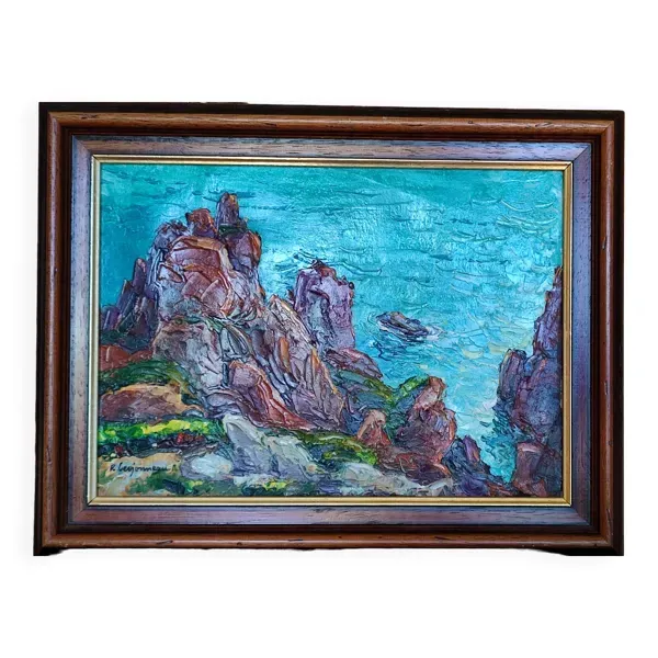 Mer aux rochers de raoul jehan berjonneau (1911-1988)
