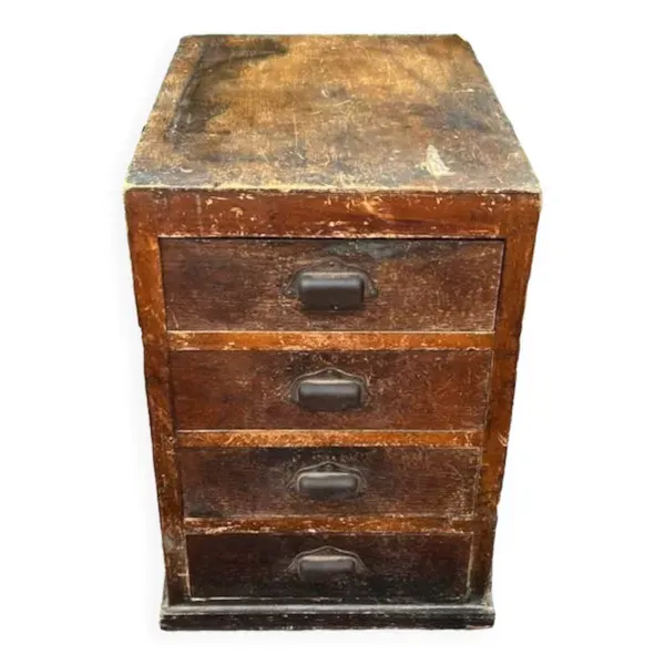 Caisson - meuble de métier 4 tiroirs poignées coquilles