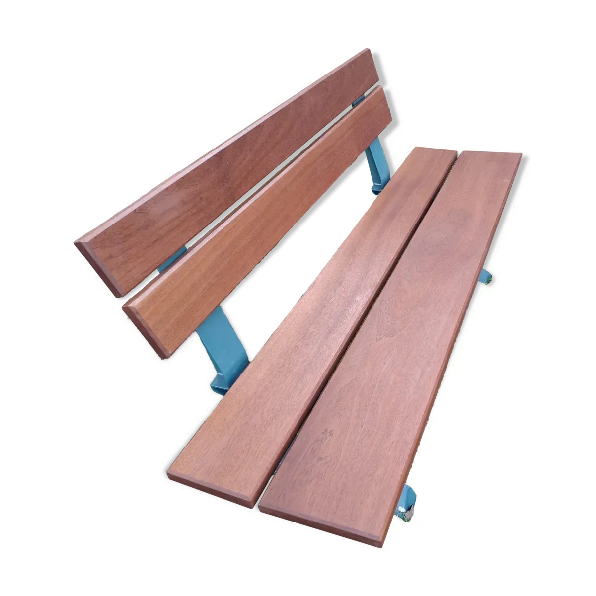 Banc de jardin, pieds en fonte et bois exotique