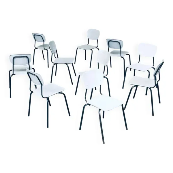 Industrial Dutch Stacking Chairs, 1960s, Set of 10