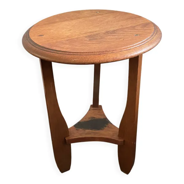 Table d'appoint ronde en chêne, style Art Déco, École d'Amsterdam