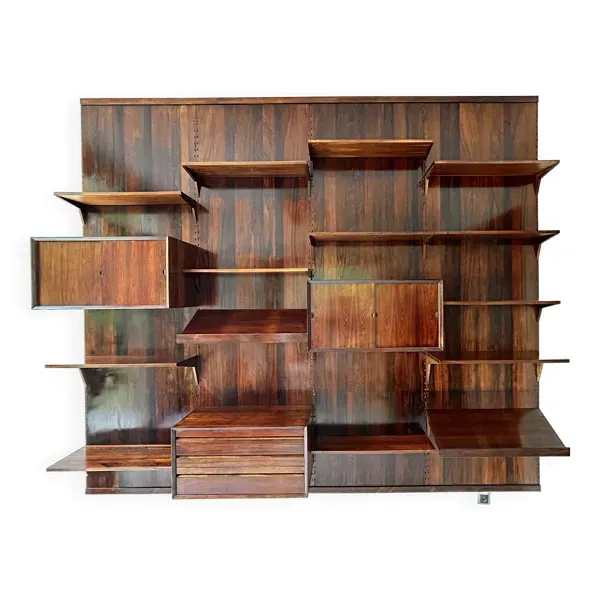 Etagère modulaire murale Scandinave en palissandre, Poul Cadovius, Années 60