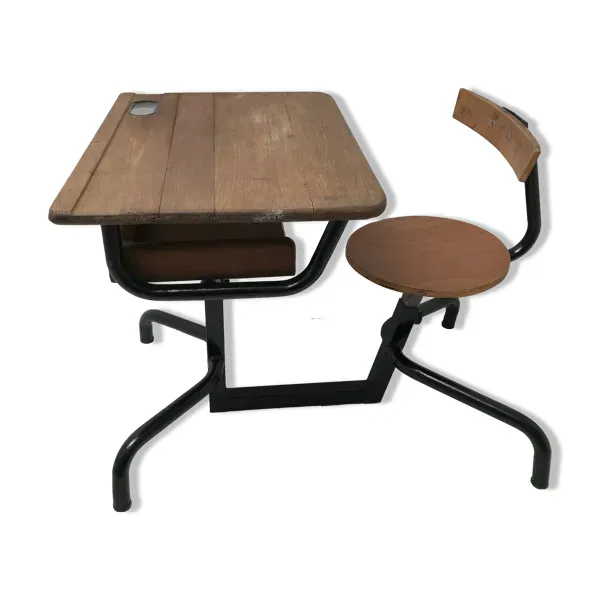 Bureau écolier avec son encrier signé