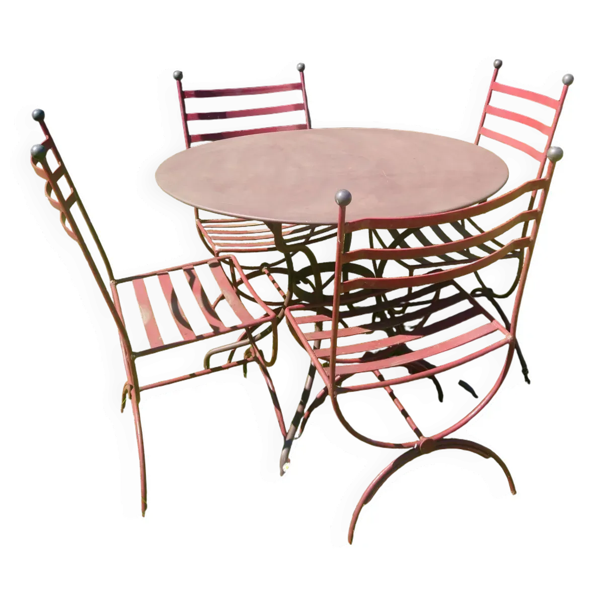 Table jardin + 4 chaises fer forgé