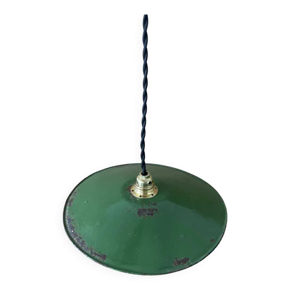 Suspension d'atelier en tôle émaillée ancienne