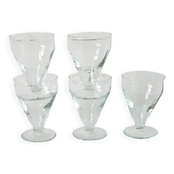 lot de 5 verres à vin en verre soufflé début XXème