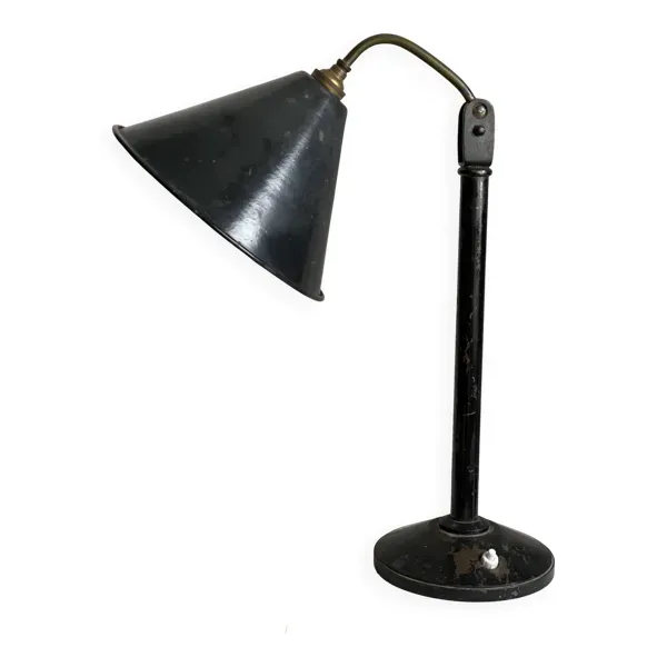 Lampe d'atelier vintage 1950 métal peint et laiton