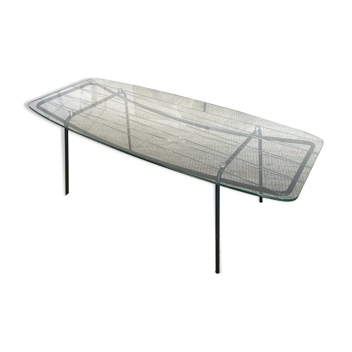 Table basse en verre et métal Mid century - 1950