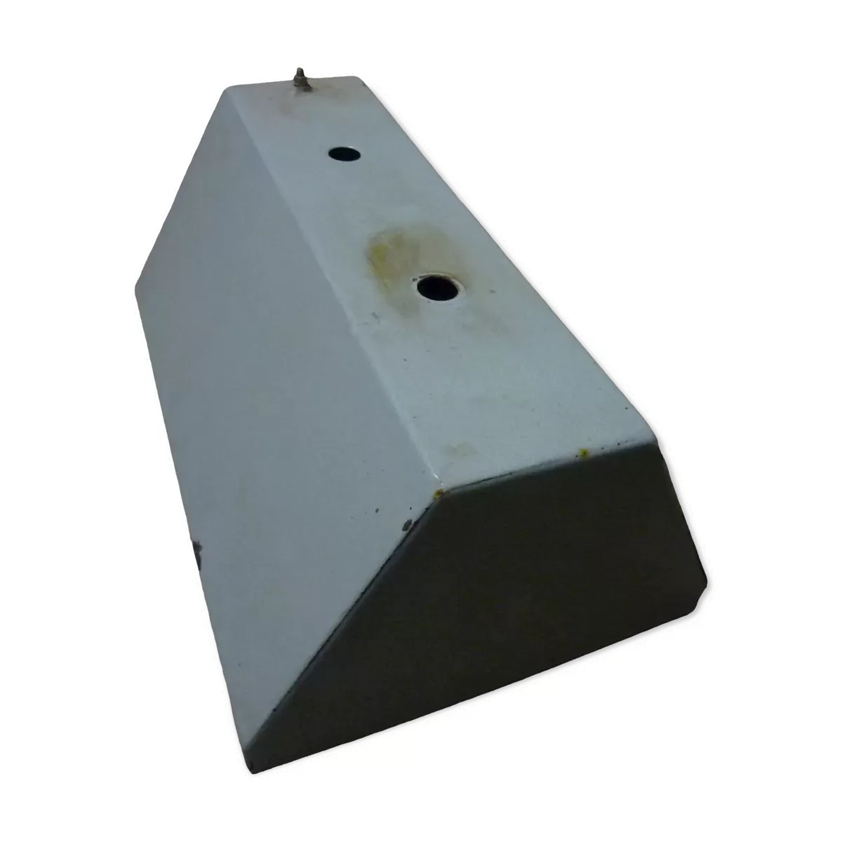 Suspension industrielle en métal plié émaillé vintage 60s