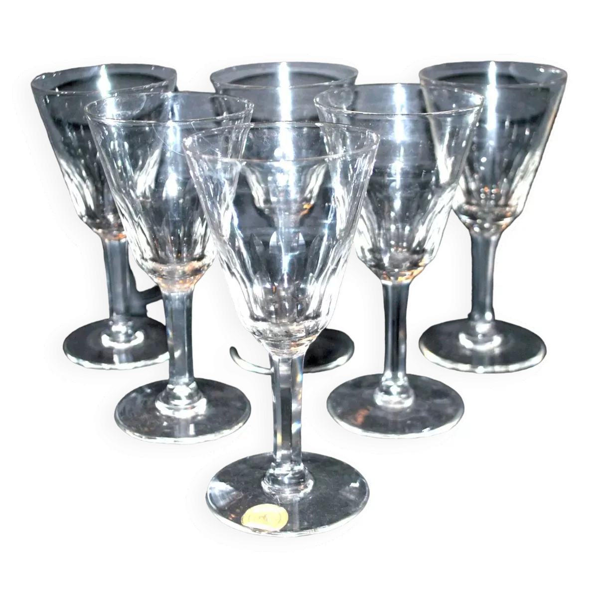 Série de 6 verres à vin anciens en verre soufflé de meisenthal 1900 12.5 cm