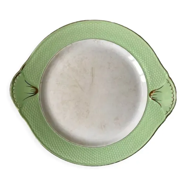 Plat à gâteaux vert pastel nid d'abeille moulin des loups / l'amandinoise années 52