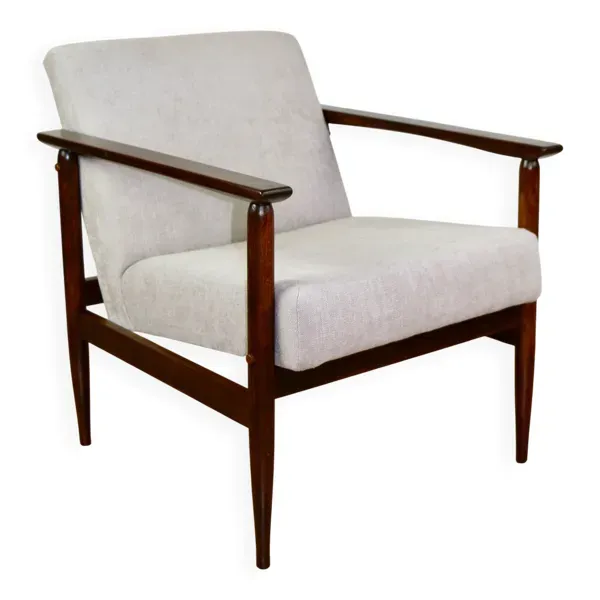 Fauteuil vintage Loft années 1970 marron clair - gris clair