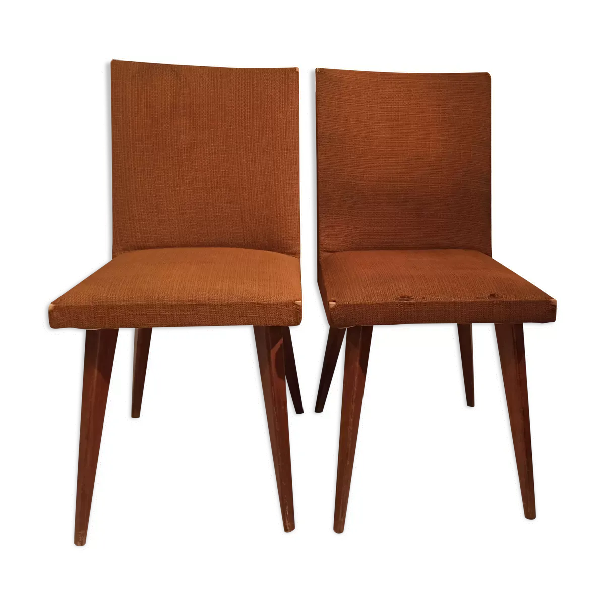 Paire de chaises vintage années 1950 tweed et bois