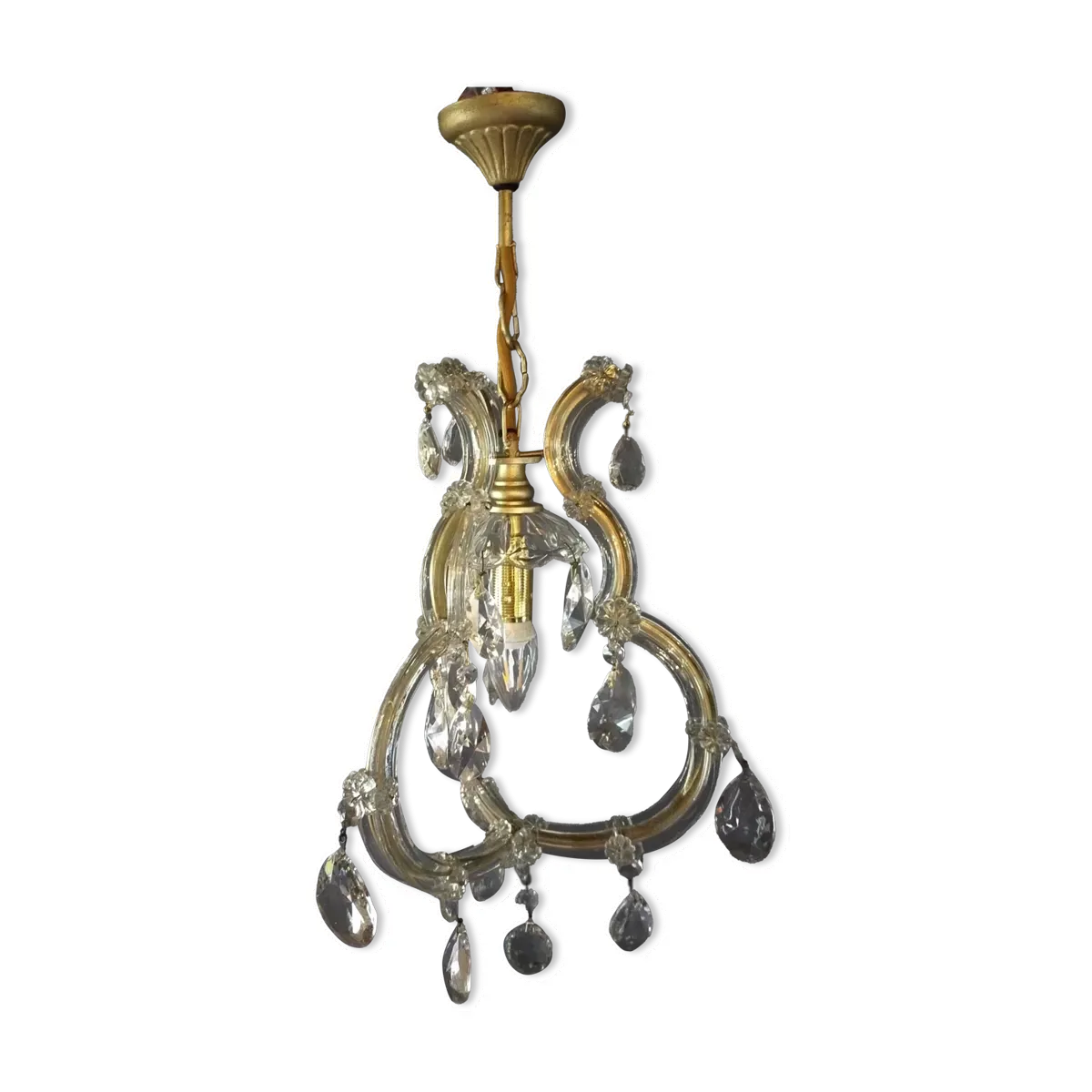 Suspension un feu pampilles cristal