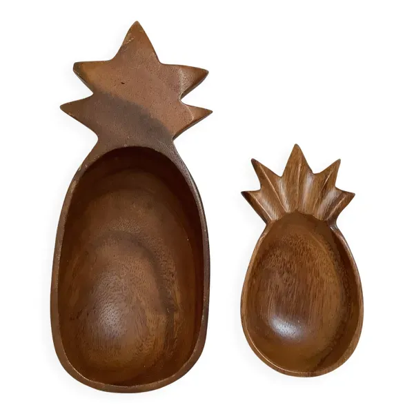 Paire de vide poche ananas en bois