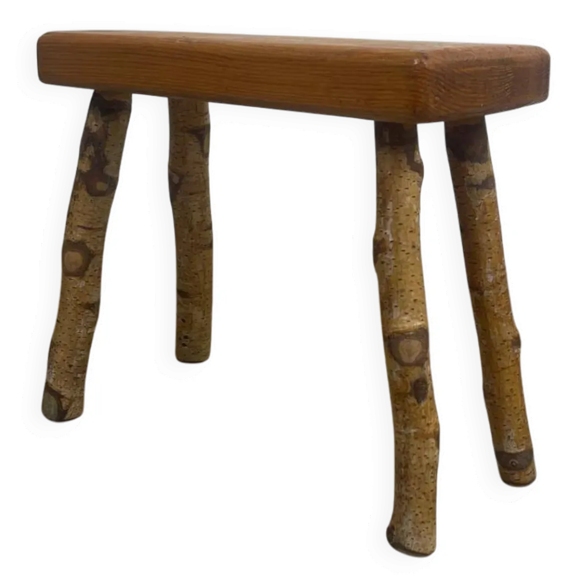 Tabouret rectangulaire brutaliste artisanal