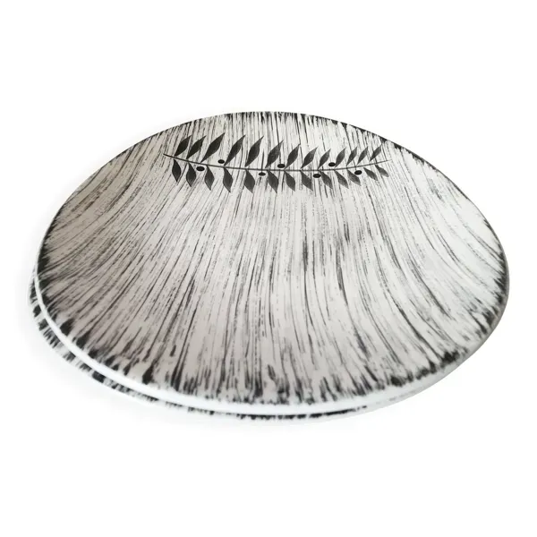 Vintage french 1960s salins tolede - toledo dinner plates black olive