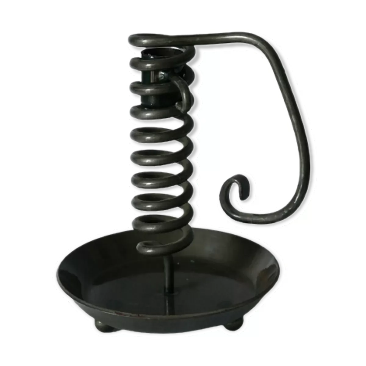 Bougeoir ressort en métal vintage