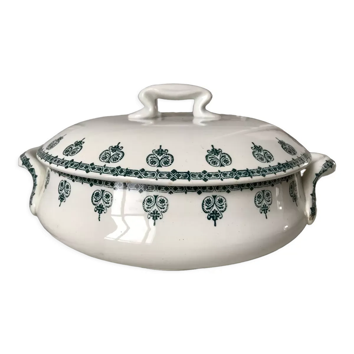 Soupière Terre de Fer Saint-Amand fleurs bleues modèle ''Nancy'' années 30-40