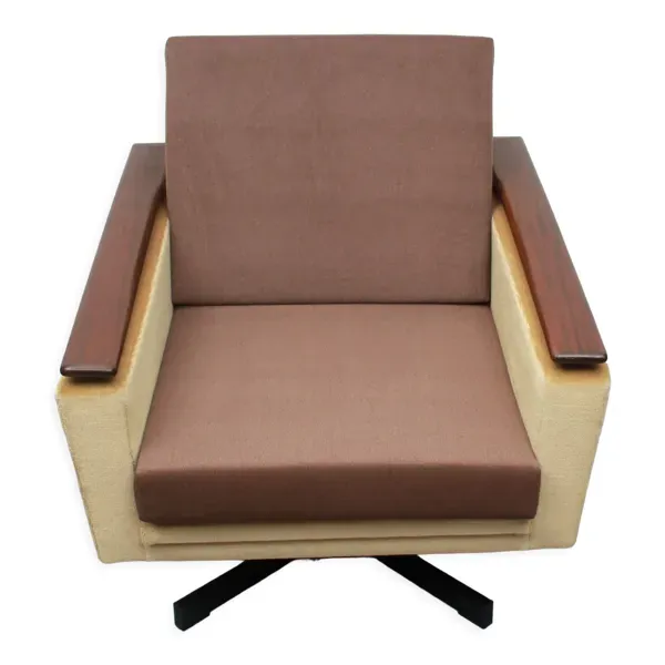 Fauteuil pivotant des années 1960 en mohair-velours