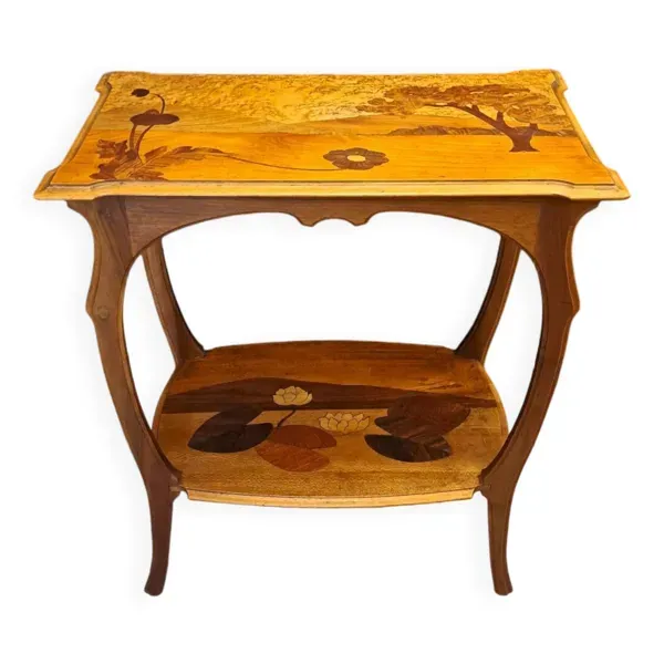 Table de salon art nouveau en marqueterie