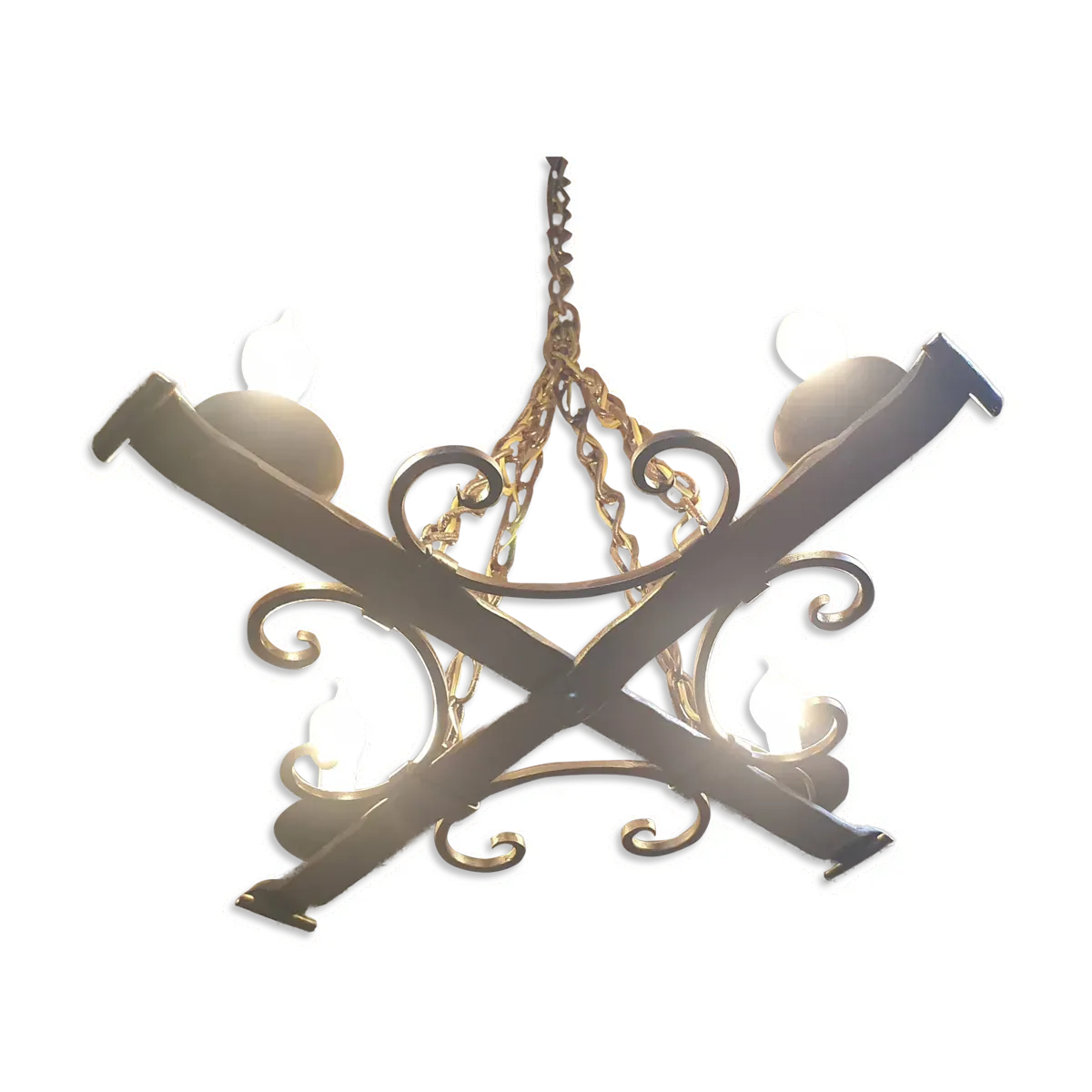 Suspension en fer forgé 4 feux de style médiéval