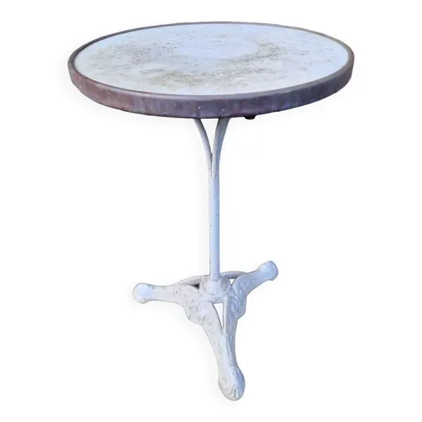 Guéridon de bistrot parisien début XXè en marbre et fonte
