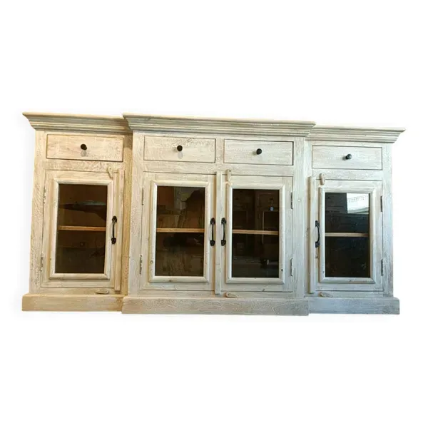 Buffet / vitrine style indus/ colonial bois de manguier massif