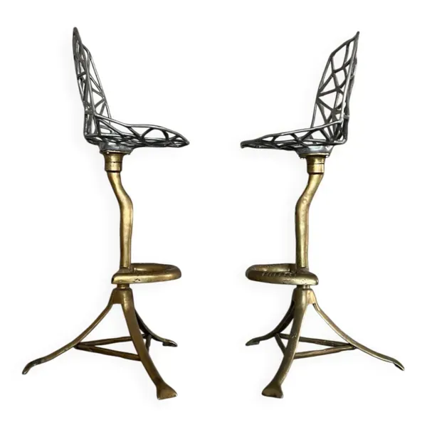 Tabourets de bar sculpturaux David Marshall – Ensemble de 2