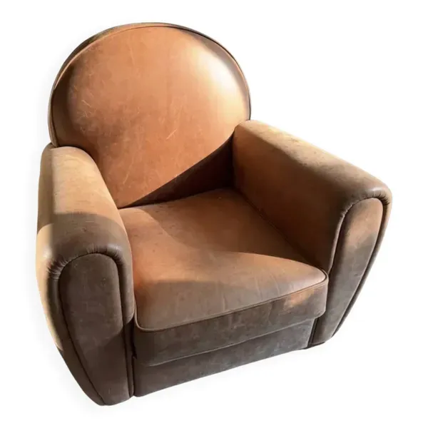 Fauteuil club bradford en cuir de vachette pleine fleur coloris fauve