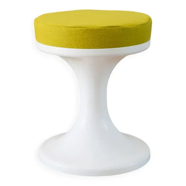Tabouret tulipe en Plastique et Laine, Vert Matcha, Design Space Age, 1970
