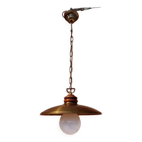 Suspension vintage style Marine & Bistrot en laiton patiné – Années 60/70