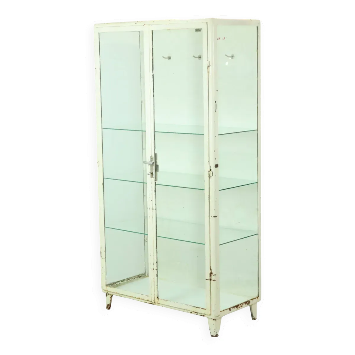 Ancienne armoire à pharmacie en métal Armoire à pharmacie en verre Industrielle des années 1970