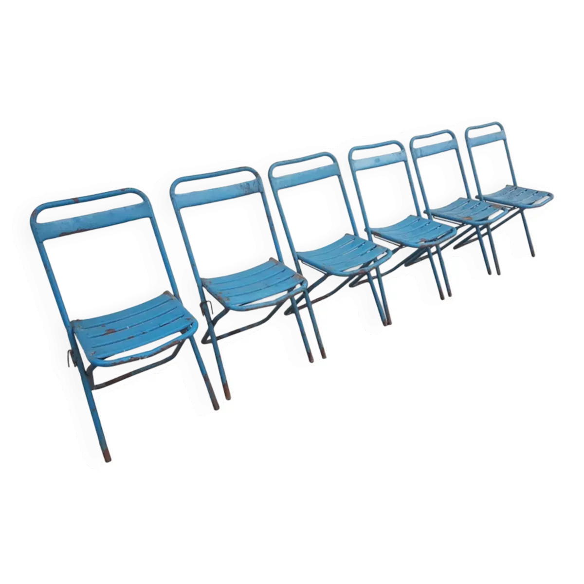 Lot de 6 chaises pliantes style écolier ou industriel des années 1950/60