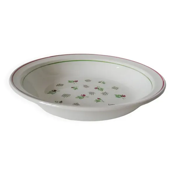 Plat creux digoin sarreguemines rose et vert 1940