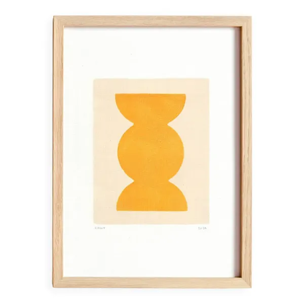 Peinture abstraite jaune signé eawy