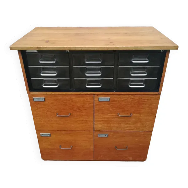 Meuble de métier en bois et métal