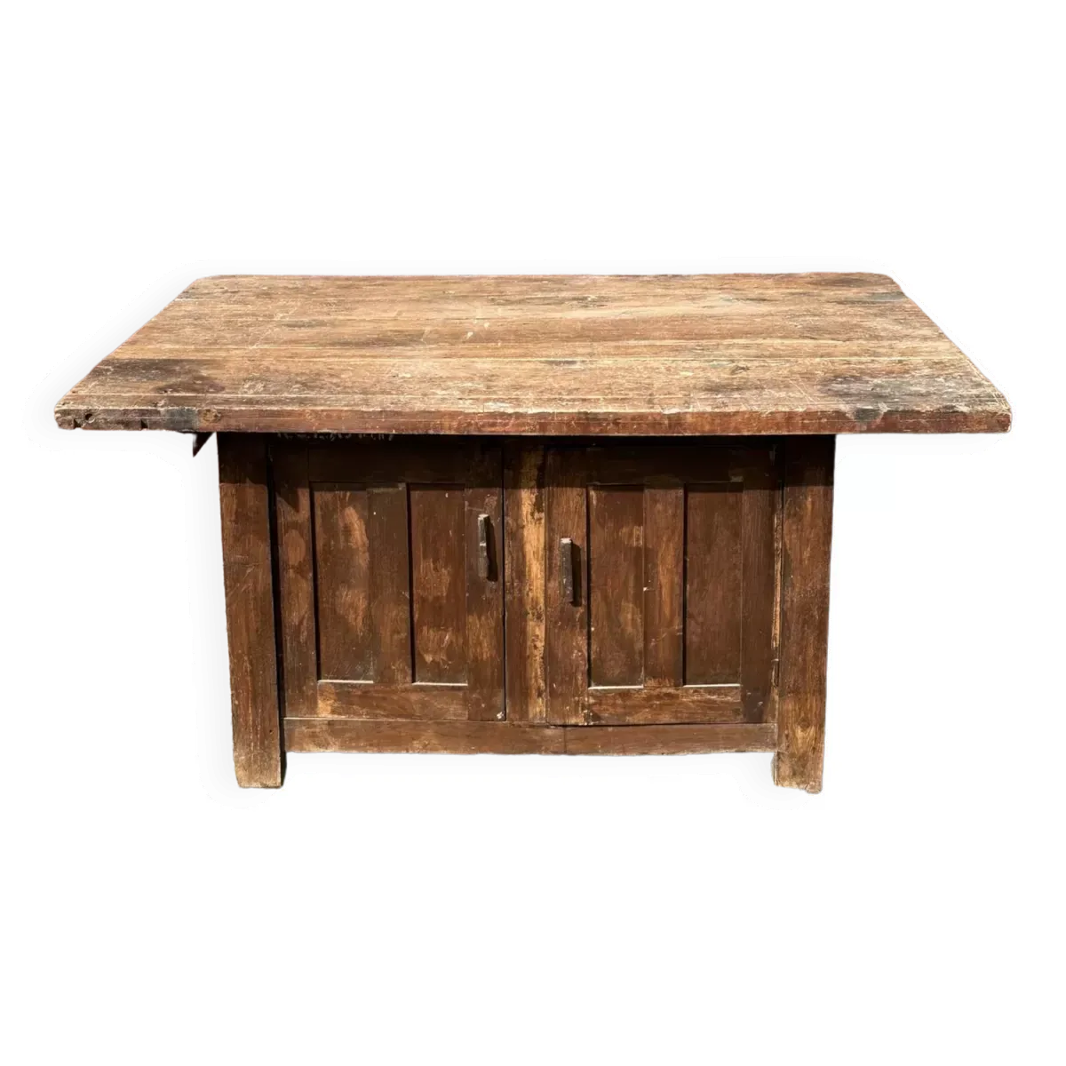 Grande table en bois massif , rangement avec 2 portes