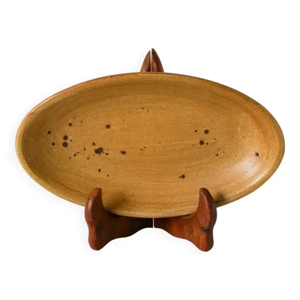 Petit plat en grès vernissé, poterie du Sud, 1960
