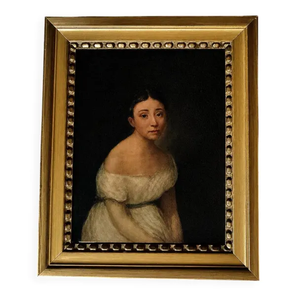Tableau portrait ancien huile sur toile XIXème siècle