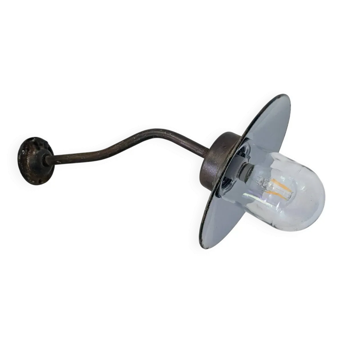 Applique murale ancienne – Col de cygne – Tôle émaillée verte