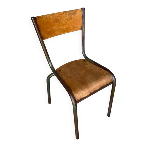 Chaise ancienne style mullca modèle 510 metal + bois vintage #c950