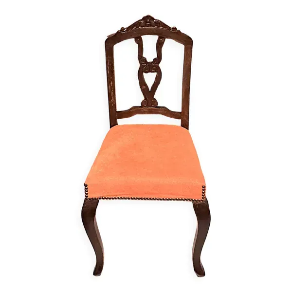 Chaise bois vernissé et tissu velours orange 1880 /1900
